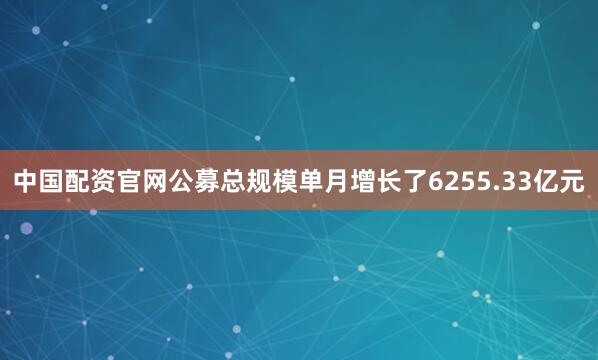 中国配资官网公募总规模单月增长了6255.33亿元