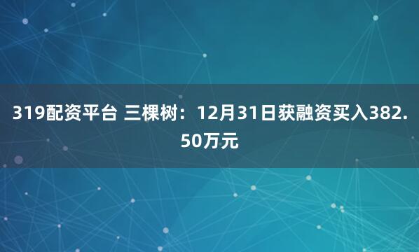 319配资平台 三棵树：12月31日获融资买入382.50万元